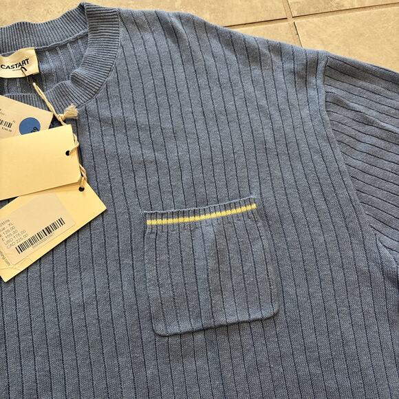 Essential Antwerp Mills Knit Pocket Tee Blue Women’s Sz XL Linen Blend NWT - Picture 5 of 11